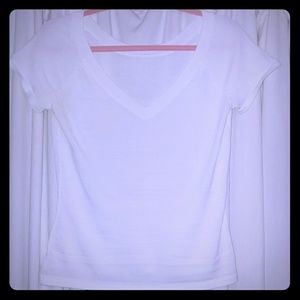 White V Neck Shirt Sleeved T-Shirt